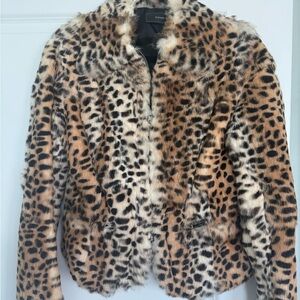 Italian leopard Print Teddy zipper Jacket